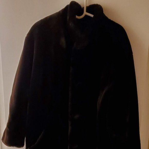 Jones New York Button Faux Fur REVERSIBLE coat Woman's Size L #15101 - Picture 4 of 14